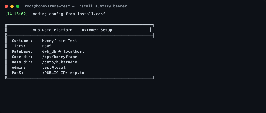 Install summary banner