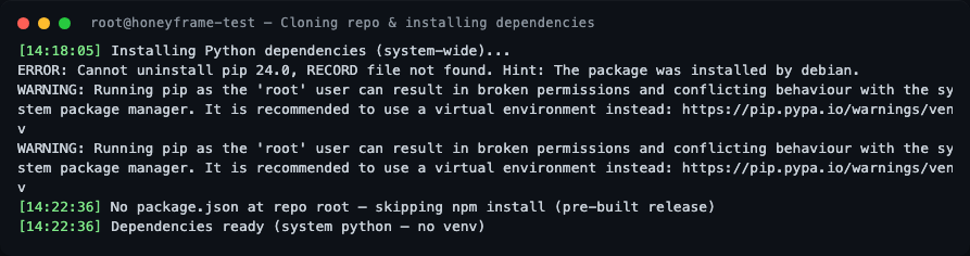 Stage 2 — installing dependencies