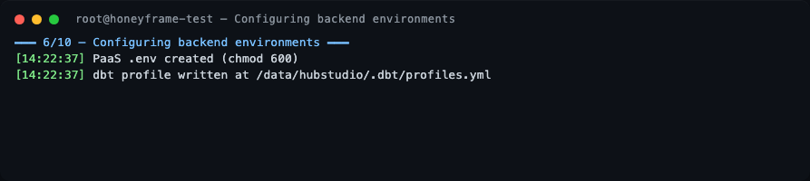 Stage 6 — configuring backend environments